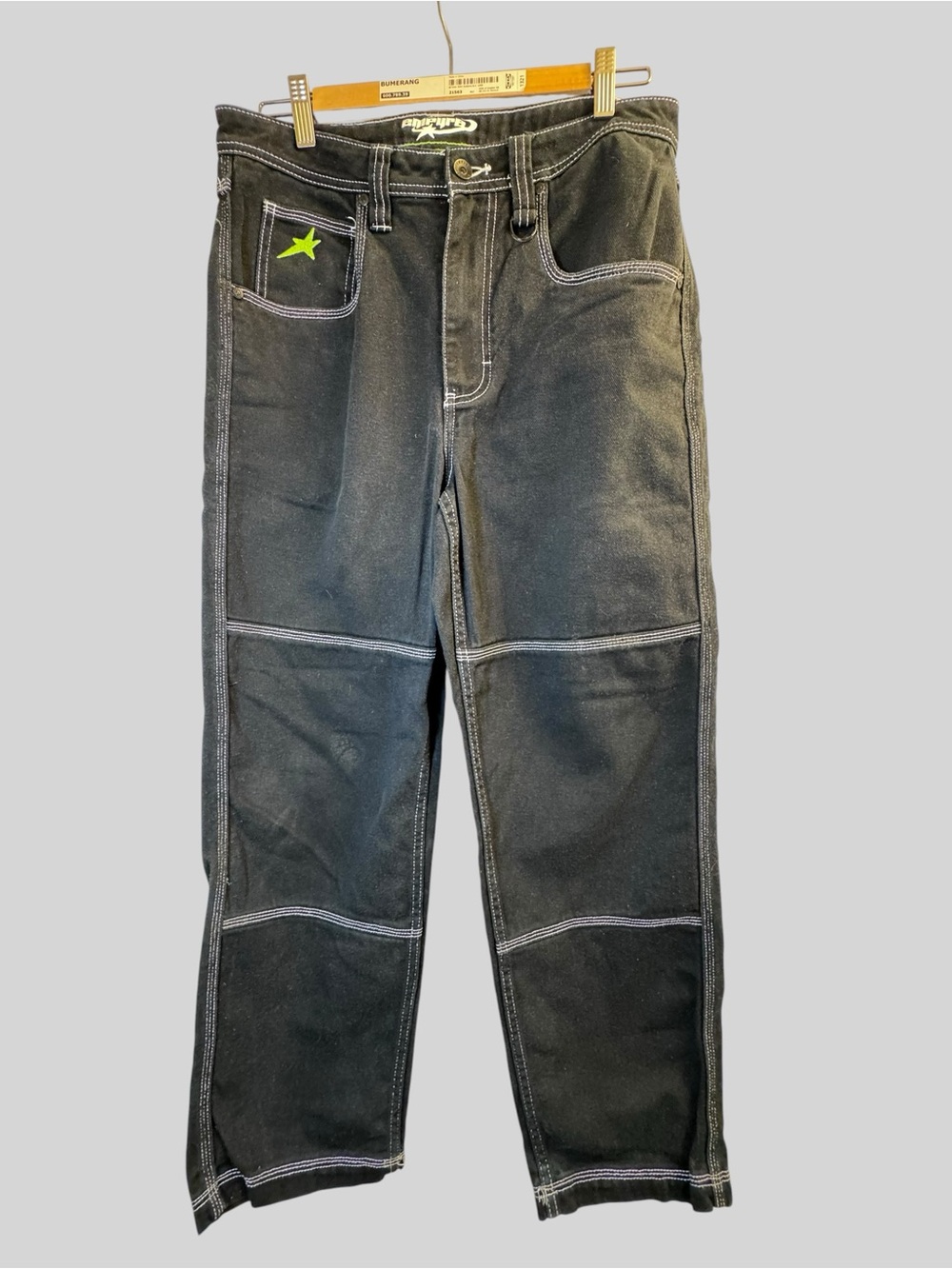 GMBH Y2K Baggy Carpenter Jeans Black Contrast Stitch Skater Size 30